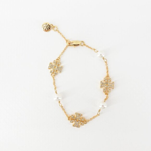 Tory Burch Gemstones and Pearl Bracelet Gold OS - Picture 10 of 16